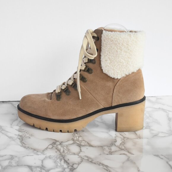 Oasis Society Madilyn Camel Tan Suede Lace-up Heel Boot Size 9 - Picture 5 of 8